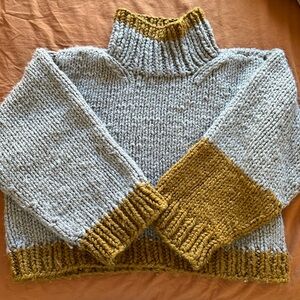 Super Chunky Handknit Colorblock Sweater